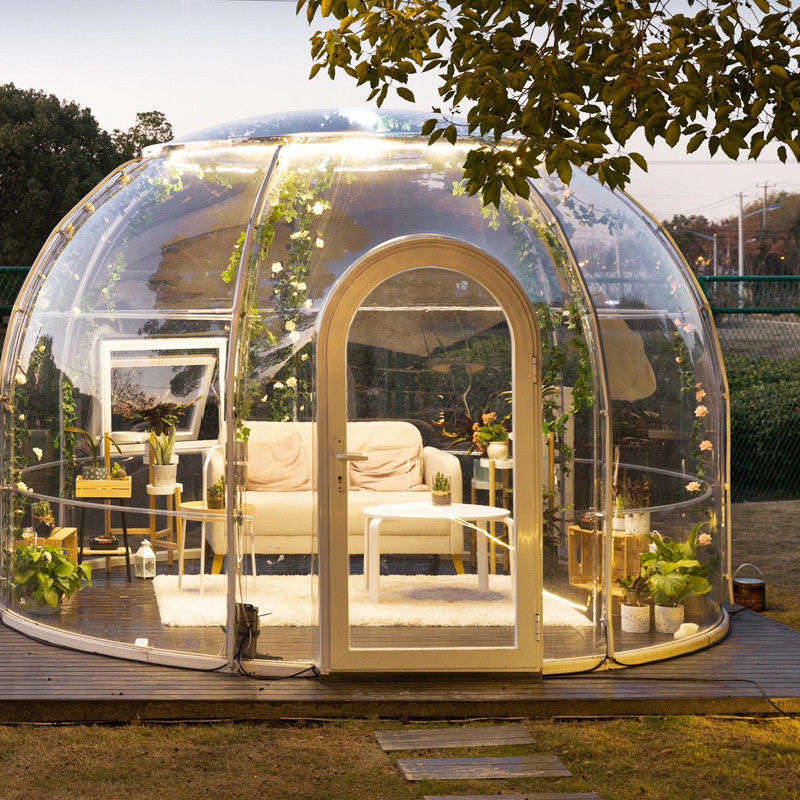 Tentes à bulles extérieures avec fenêtre en aluminium et lumière LED