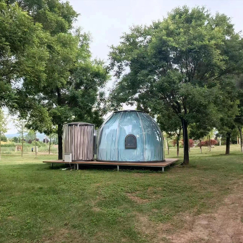 Tente à bulles d'igloo de 3m x 2,3m Maison à dôme en polycarbonate avec carton en bois